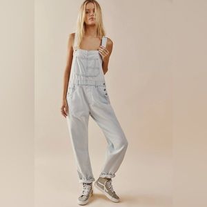We The Free Free People Ziggy Straight Leg Bleach Blue Overalls S